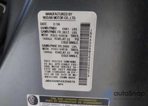 2006 Infiniti Fx35 from USA, damaged, VIN JNRAS08W56X206678